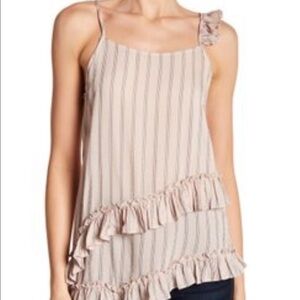 Ro+De Pink Navy Ruffle Top